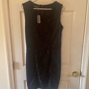 Covington black sleeveless lace detail dress